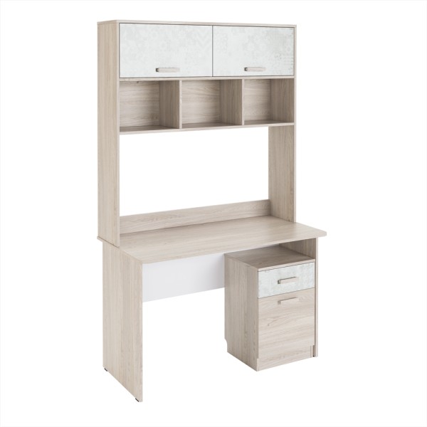 Стол прямой со стеллажом и тумбой Паскаль (мод.2 + мод.4 + мод.5)