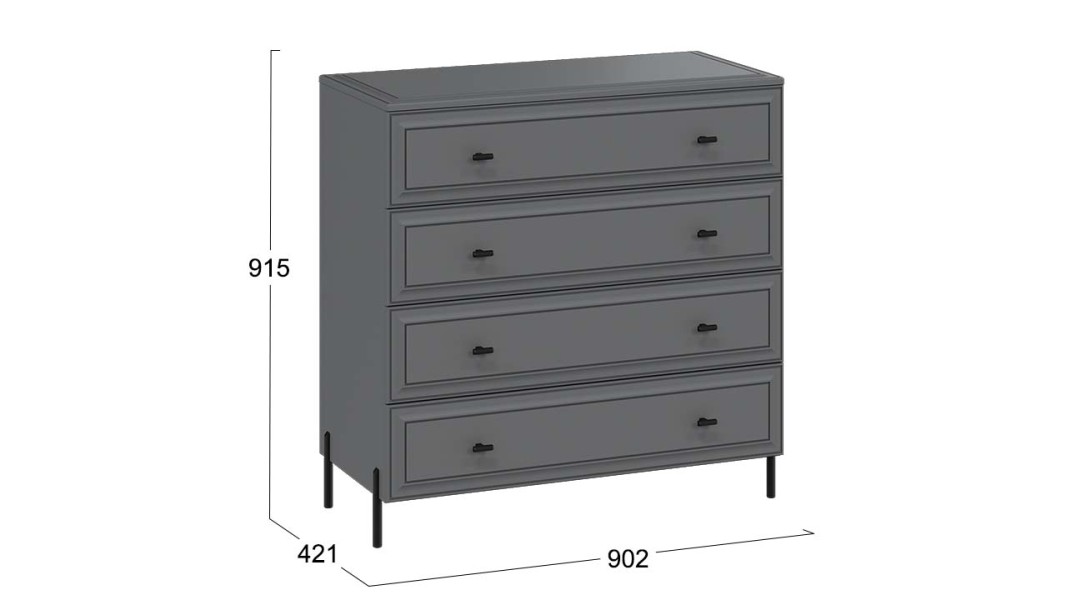 Комод «Пандора» - 414.004.000 Серый графит, Графит матовый